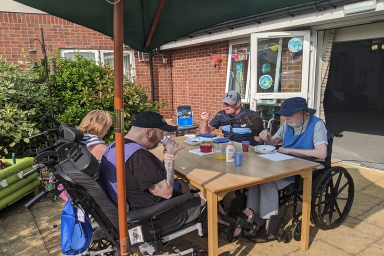 Residents enjoying outdoors. 