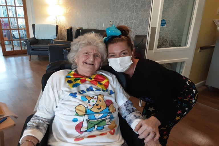 Residents with their Pudsey T-shirt 