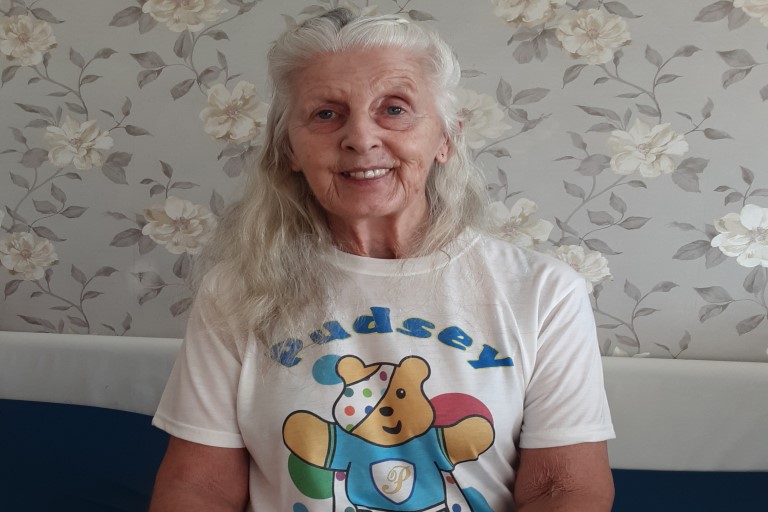 Residents with her Pudsey T-Shirt 