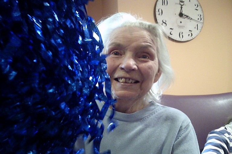 Resident with her pom pom. 