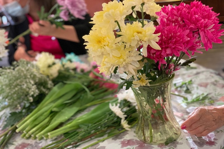 Flower arranging at Buckingham House