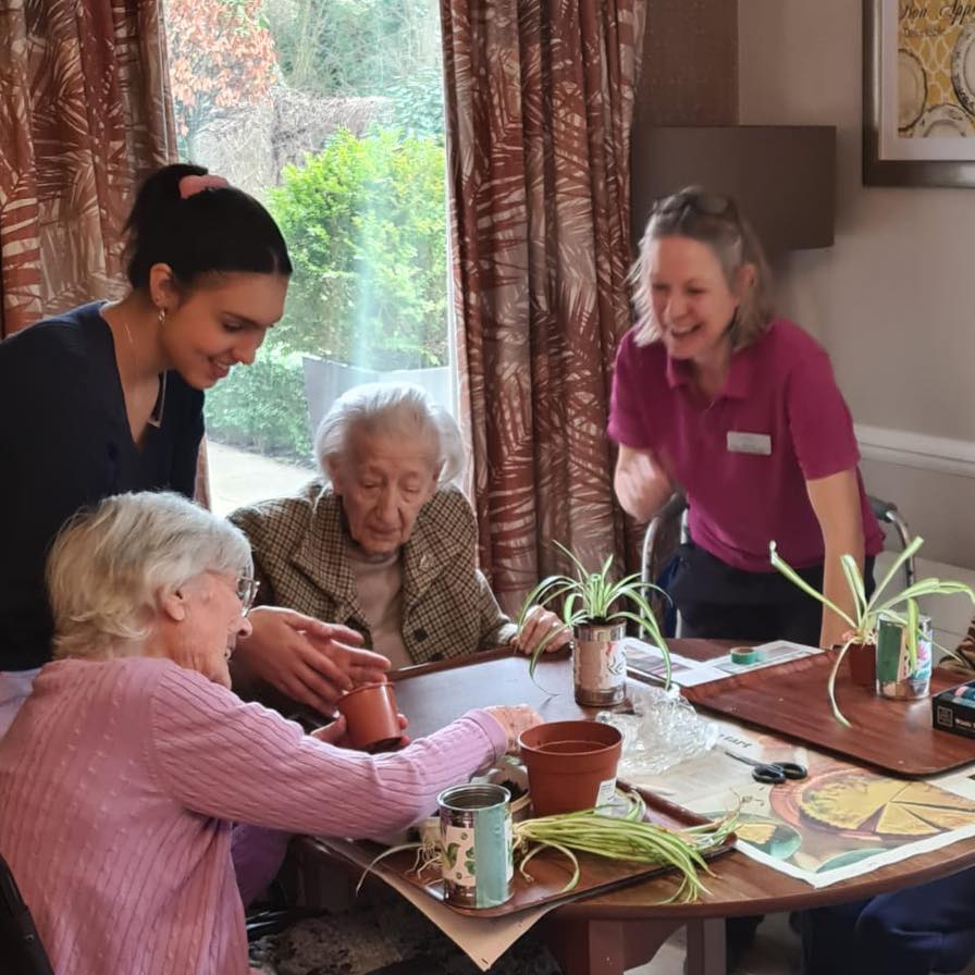 Residents doing some indoor gardening 