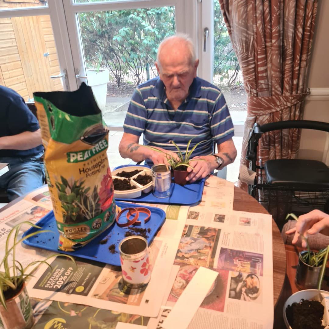 Residents doing some indoor gardening 