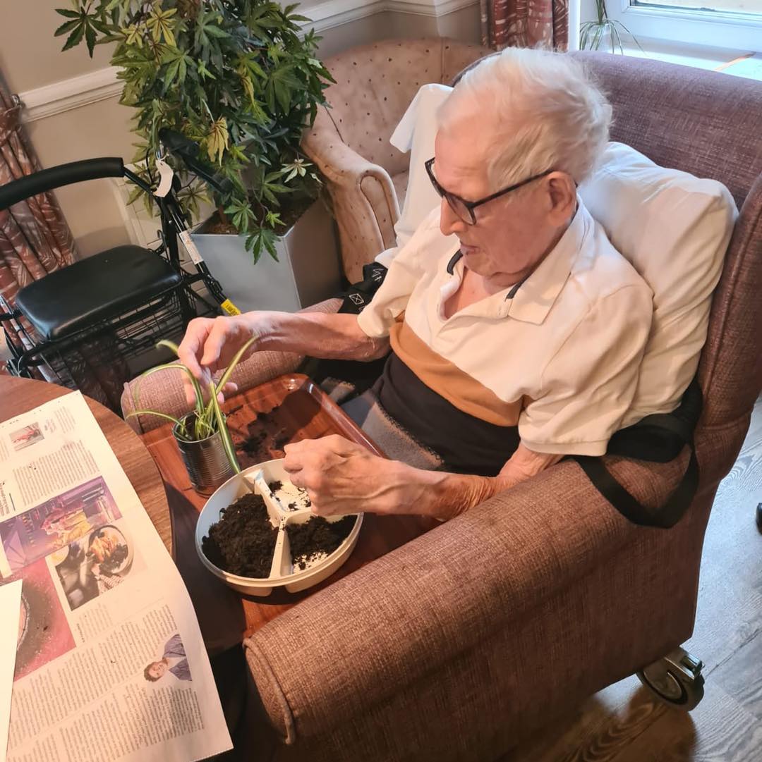 Residents doing some indoor gardening 