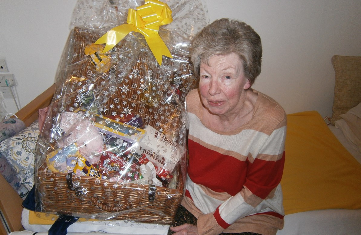 Our main prize winner with her Easter hamper