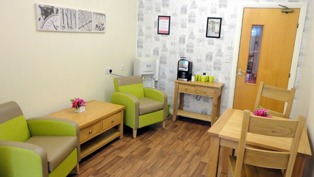 Astor Court café area - seating and coffee machine