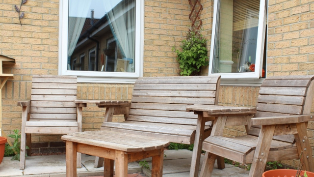 Field view gardens with outdoor seating