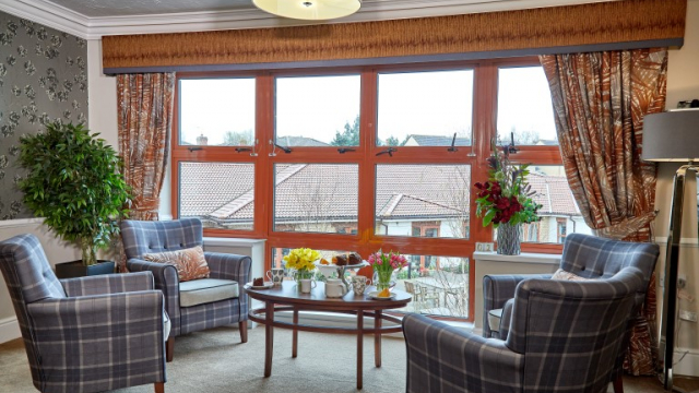 Kents Hill upstairs seating area near large window 