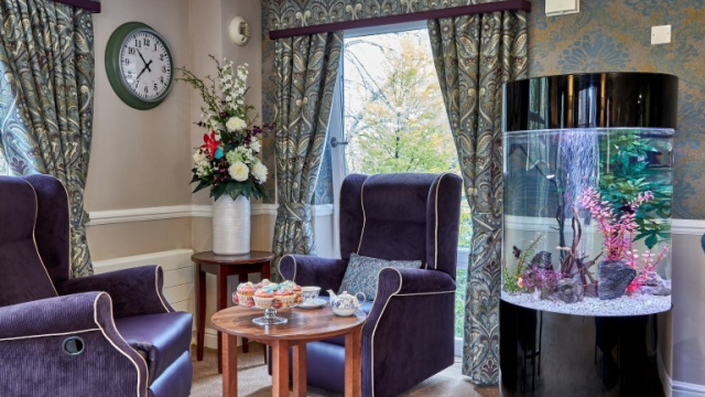 Abingdon Court Lounge area with fish tank 
