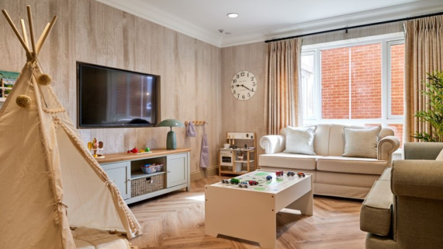 Lace Hill family room and children's toys 