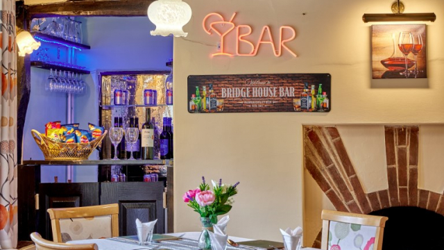 Bridge House Bar with drinks and snacks