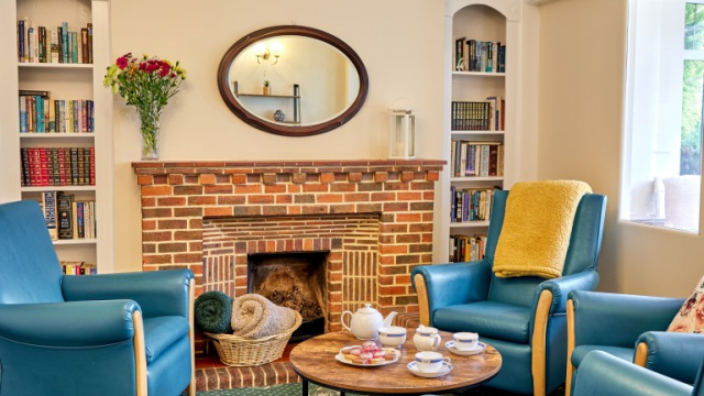 Furze Hill lounge and fireplace